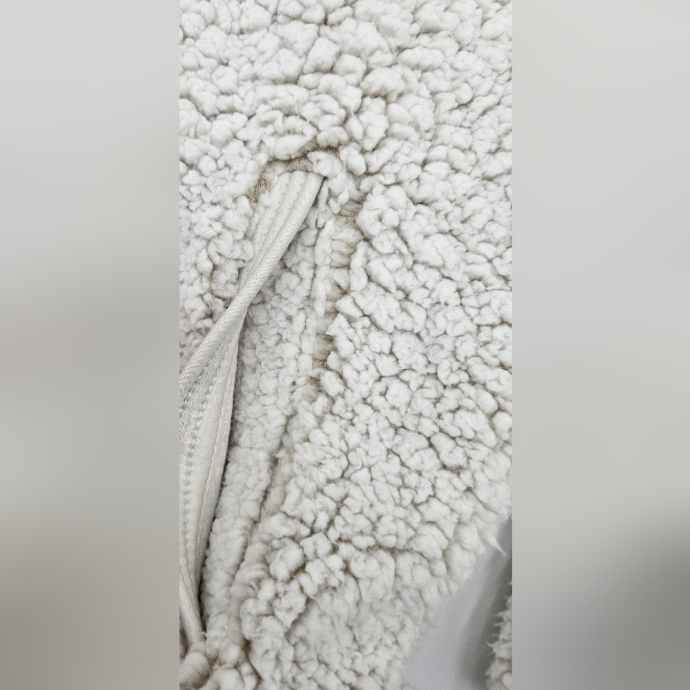 Cozy Sherpa Women's Large Off White Beige 1/4 zip Fleece PullOver With Pockets - Picture 14 of 16